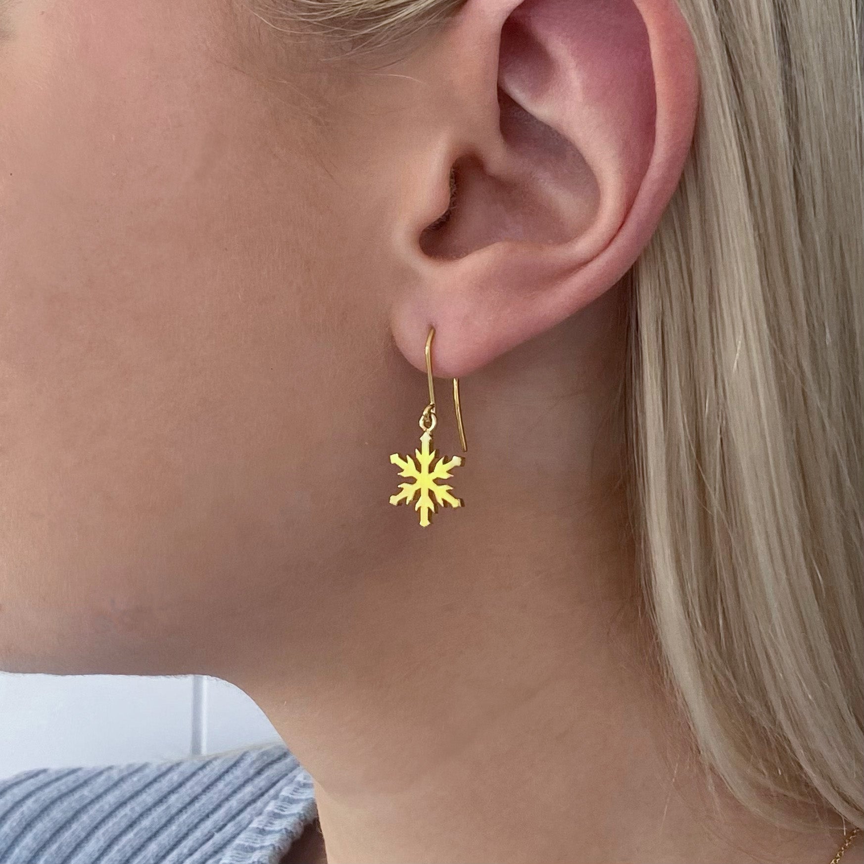 Snowflake Earrings in 9ct Yellow Gold Vermeil 2