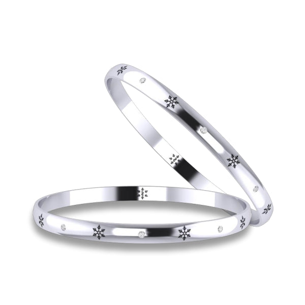 Sterling Silver Snowflake Bangle with Engraved Snowflakes