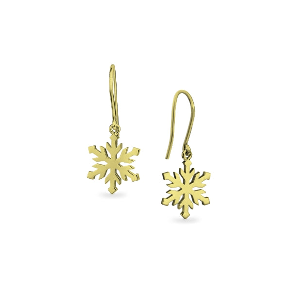 Snowflake Earrings in 9ct Yellow Gold Vermeil
