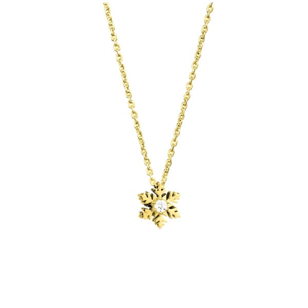Small Diamond Snowflake Necklace in 9ct Gold