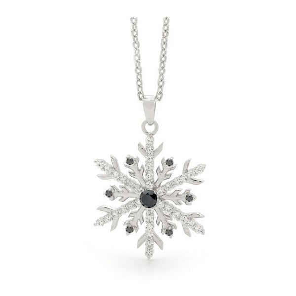 Snowflake Necklace with Black Diamonds