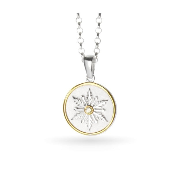 Snowflake Necklace Gold Plated Surround Disc