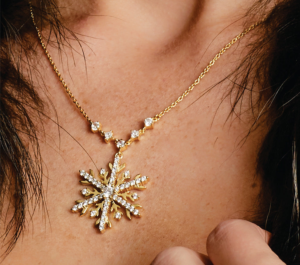Diamond Snowflake Necklace in 18ct Yellow Gold 3