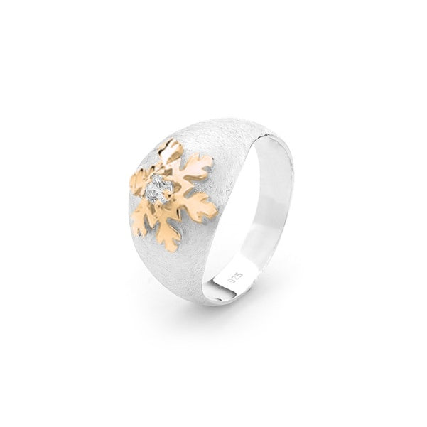 Snowflake Ring with Domed Band Rose Gold