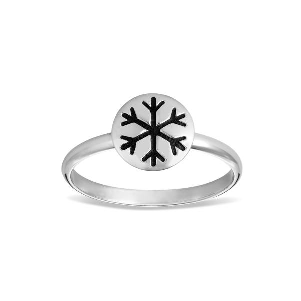 Snowflake Ring with Black Enamel Accent