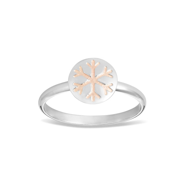 Snowflake Ring with Gold Enamel Accent