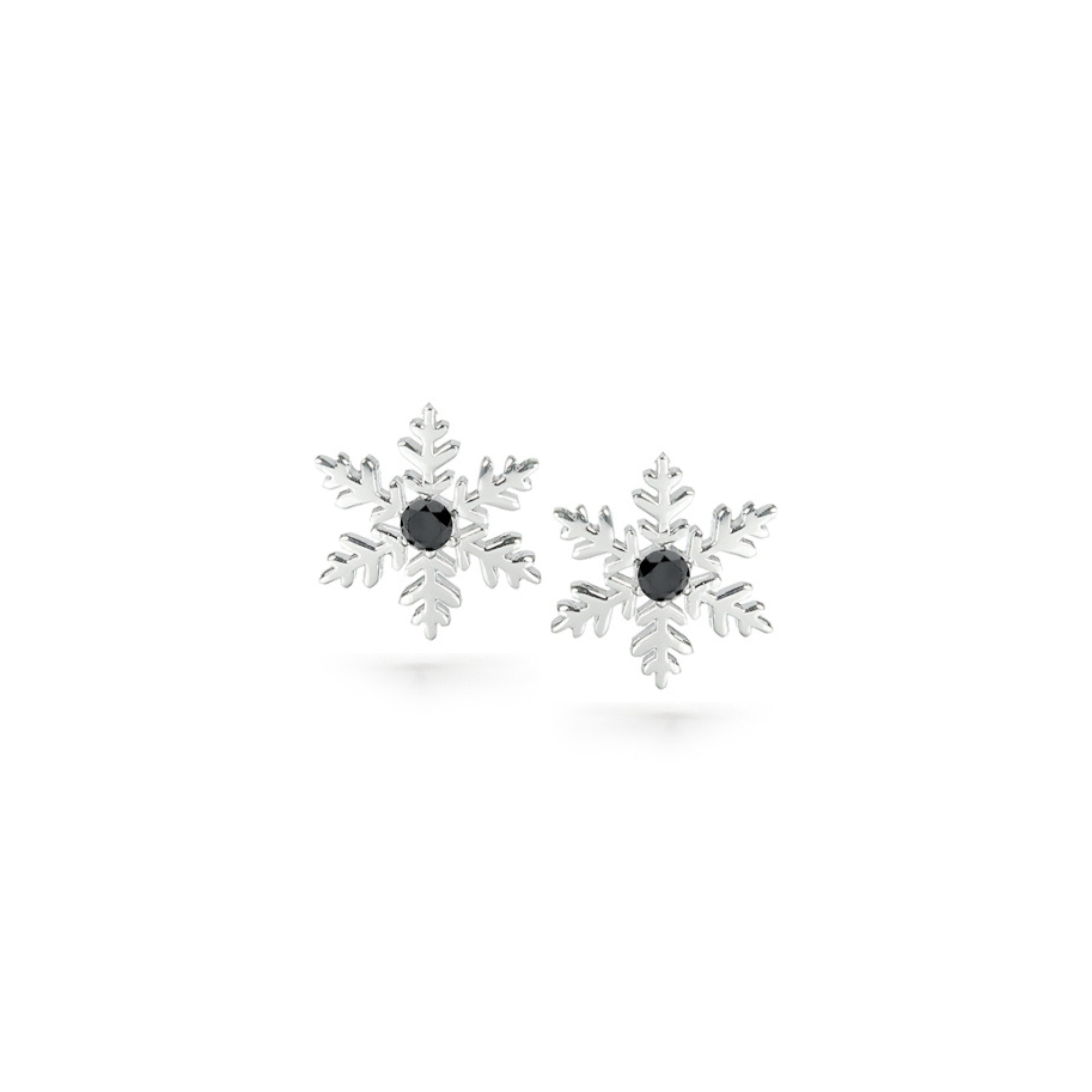 Goddess Snowflake Studs with Black Diamonds