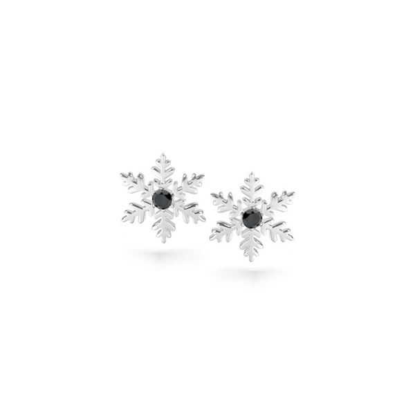 Goddess Snowflake Studs with Black Diamonds