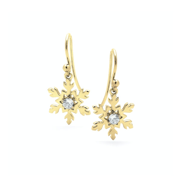 Diamond Snowflake Earrings in 18kt Yellow Gold