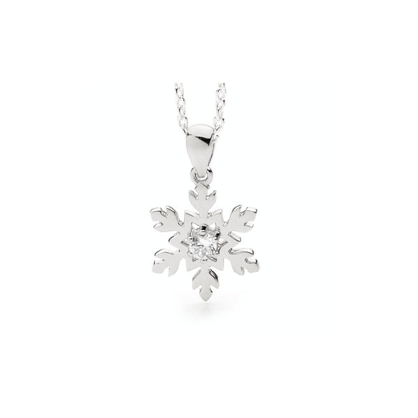 18ct White Gold Snowflake Necklace with a Diamond