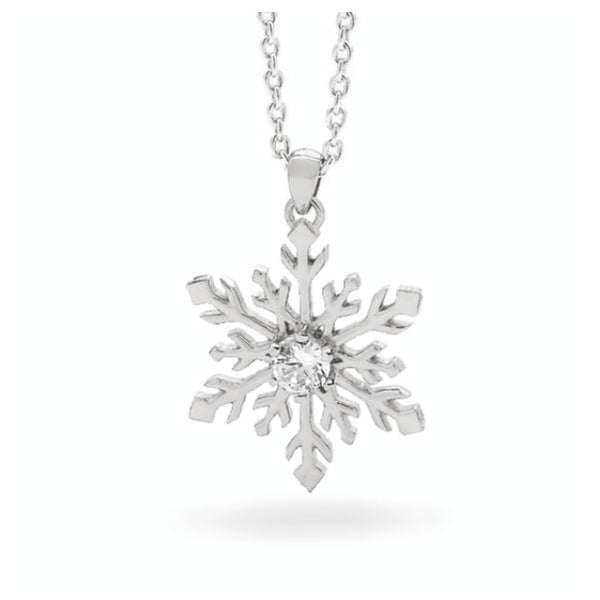 Diamond 9ct White Gold Snowflake Necklace
