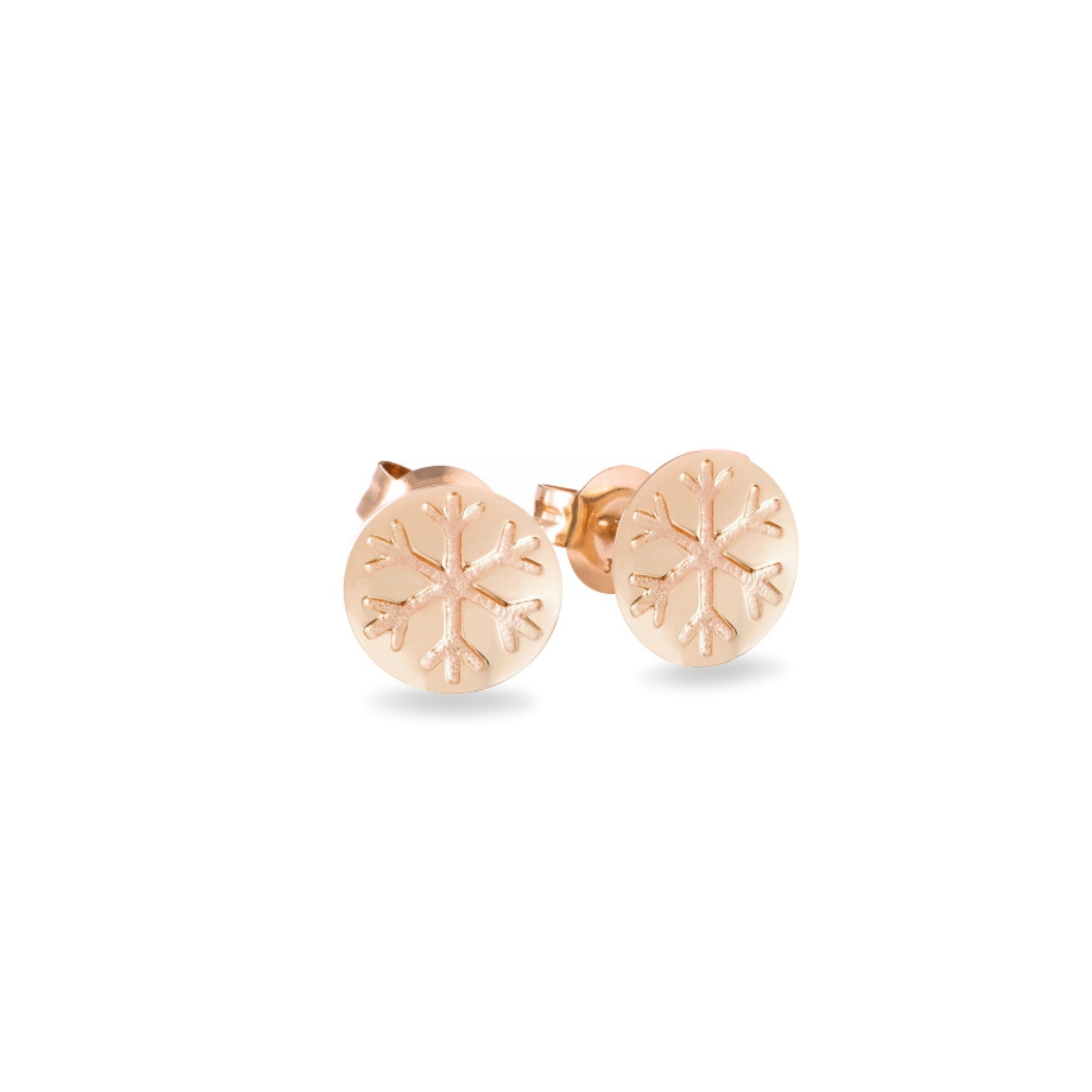 9ct Rose Gold Snowflake Engraved Stud Earrings