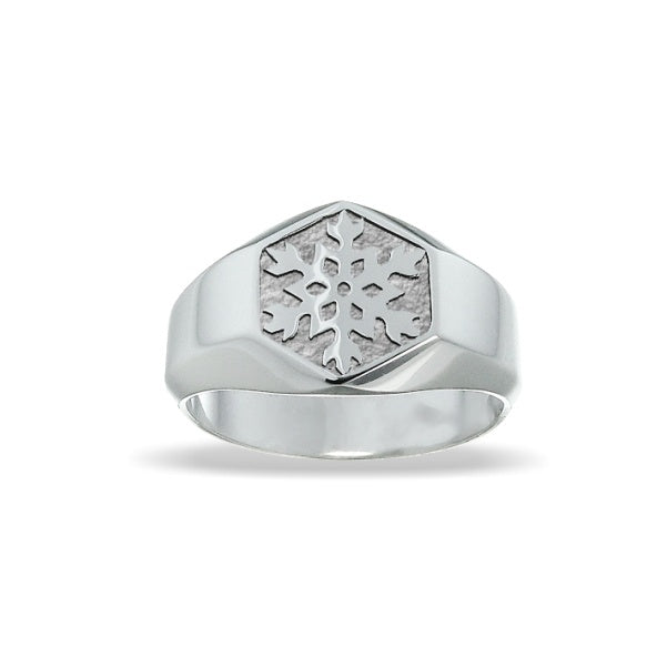 Men's Snowflake Ring Hexagonal in sterling silver