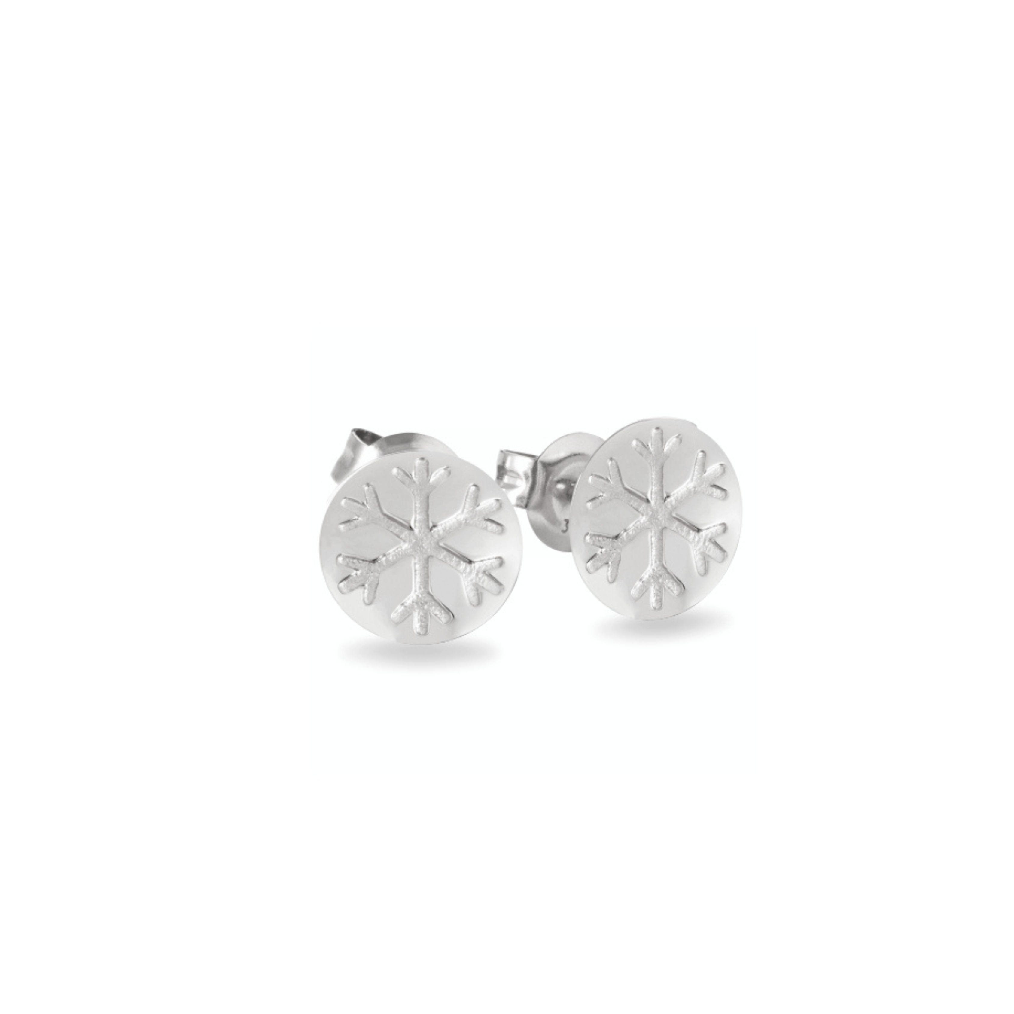 9ct White Gold Snowflake Engraved Stud Earrings