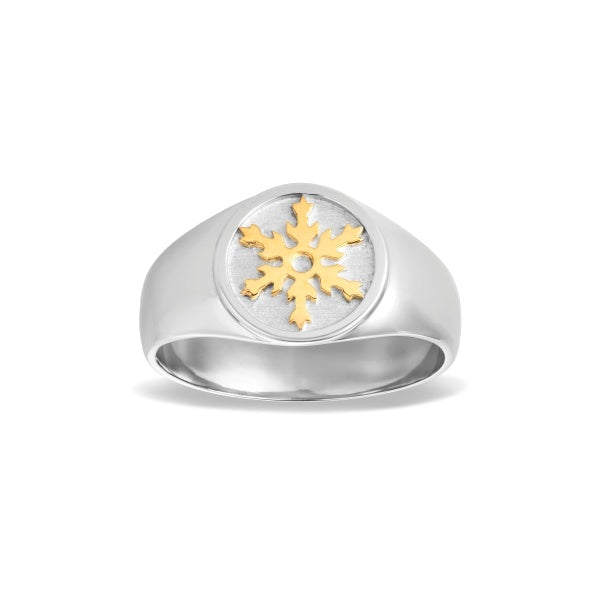 Men's Snowflake Ring with 9ct Yellow Gold
