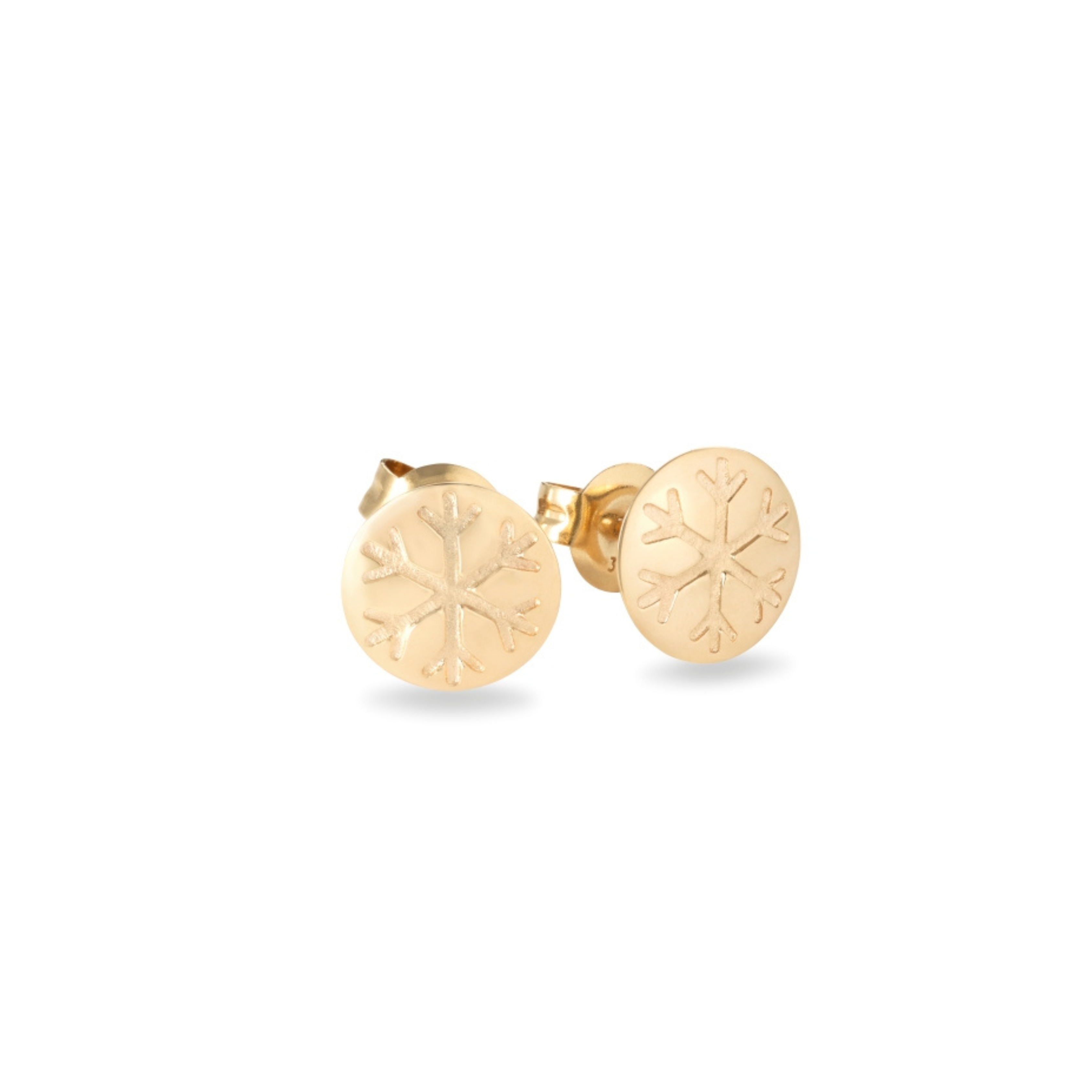 9ct Yellow Gold Snowflake Engraved Stud Earrings