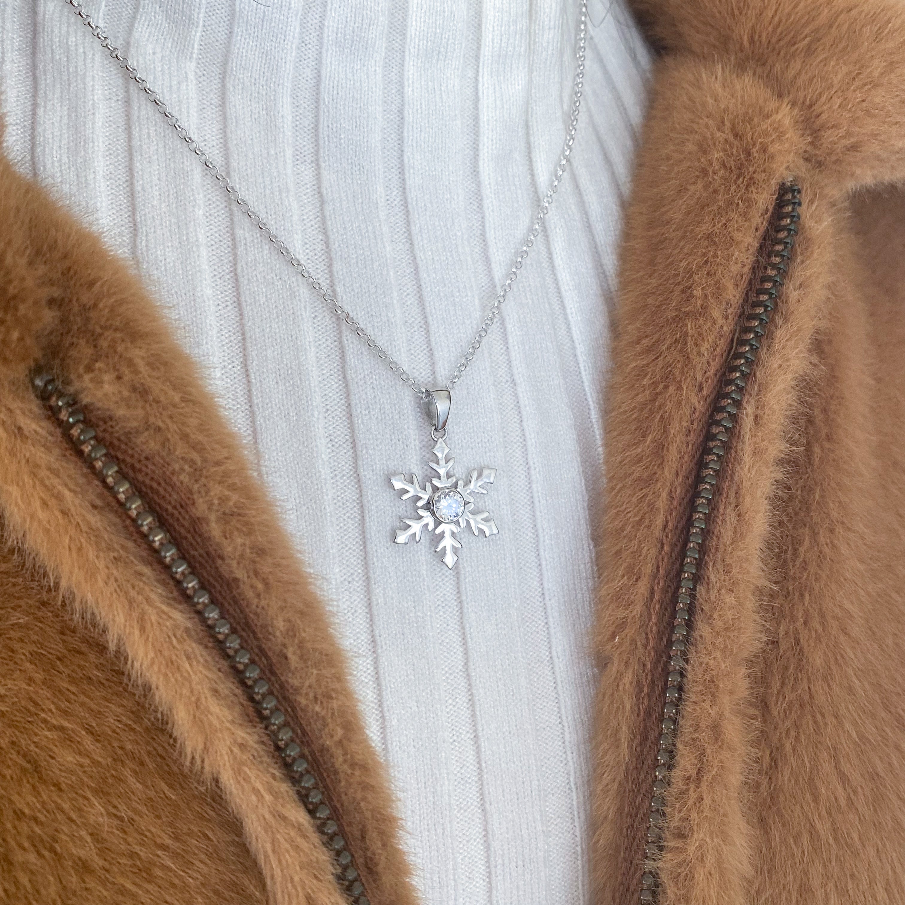 Snowflake Necklace with Cubic Zirconia
