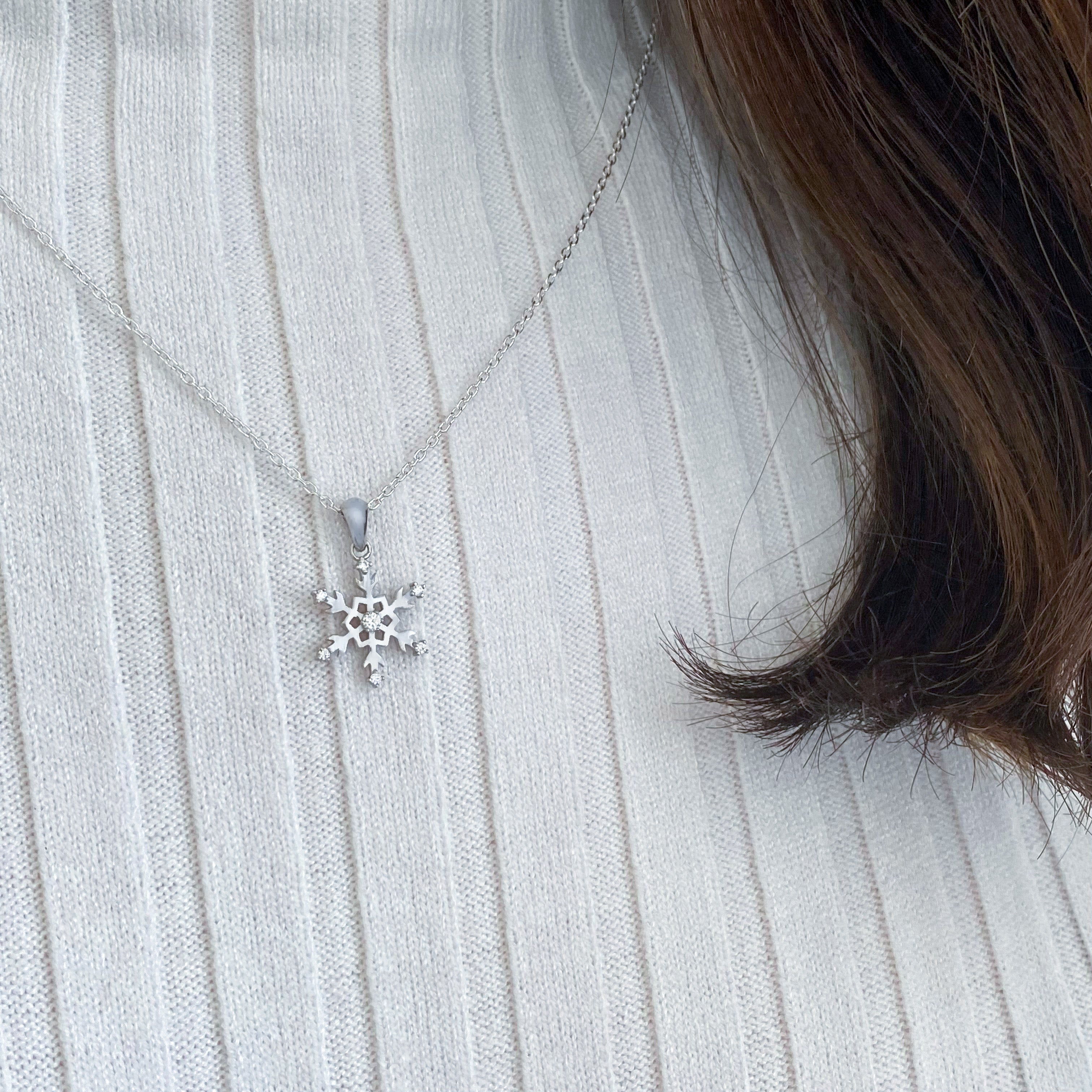 Snowflake Necklace with Round Cubic Zirconias