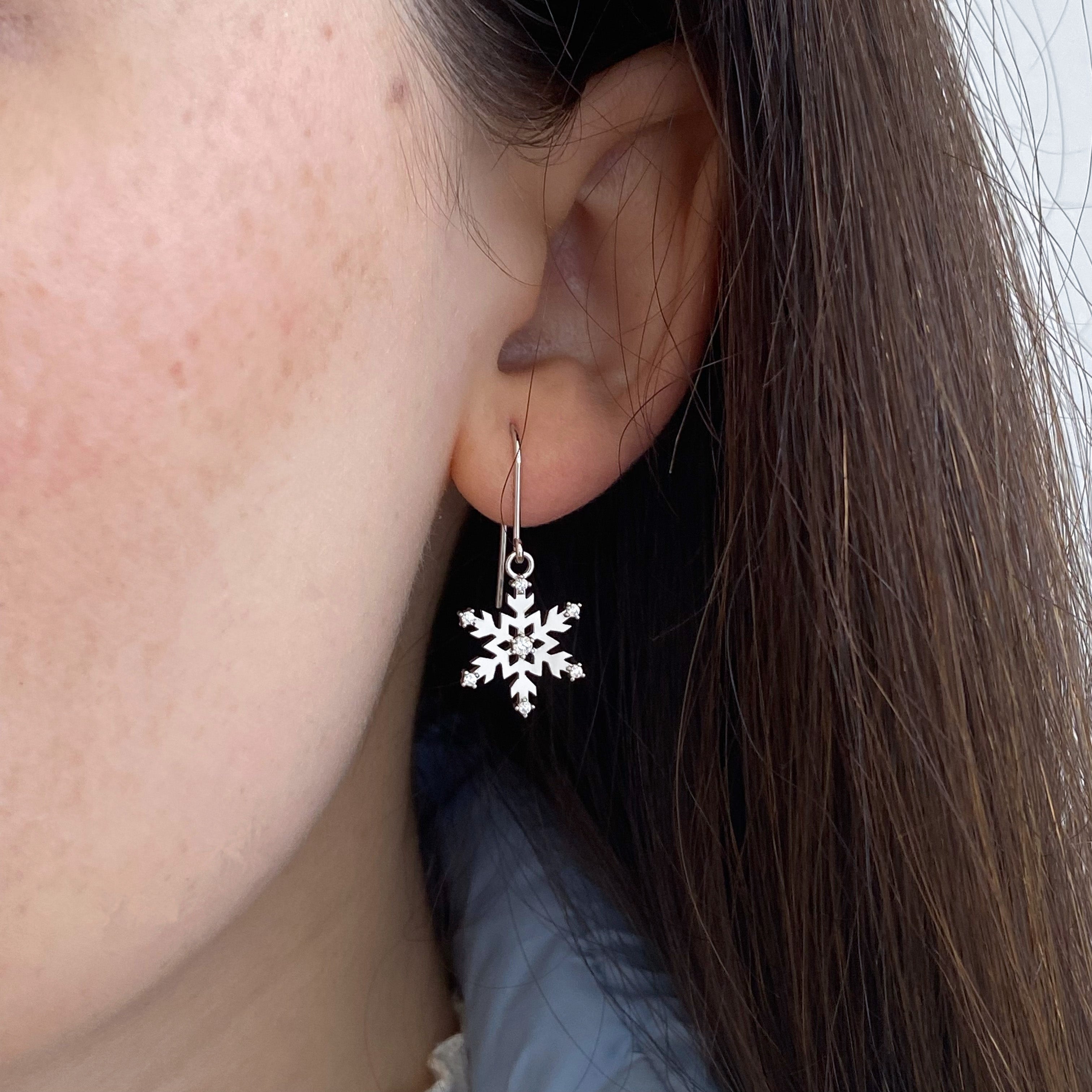 Shepherd Hooks Snowflake Earrings with Cubic Zirconias 2