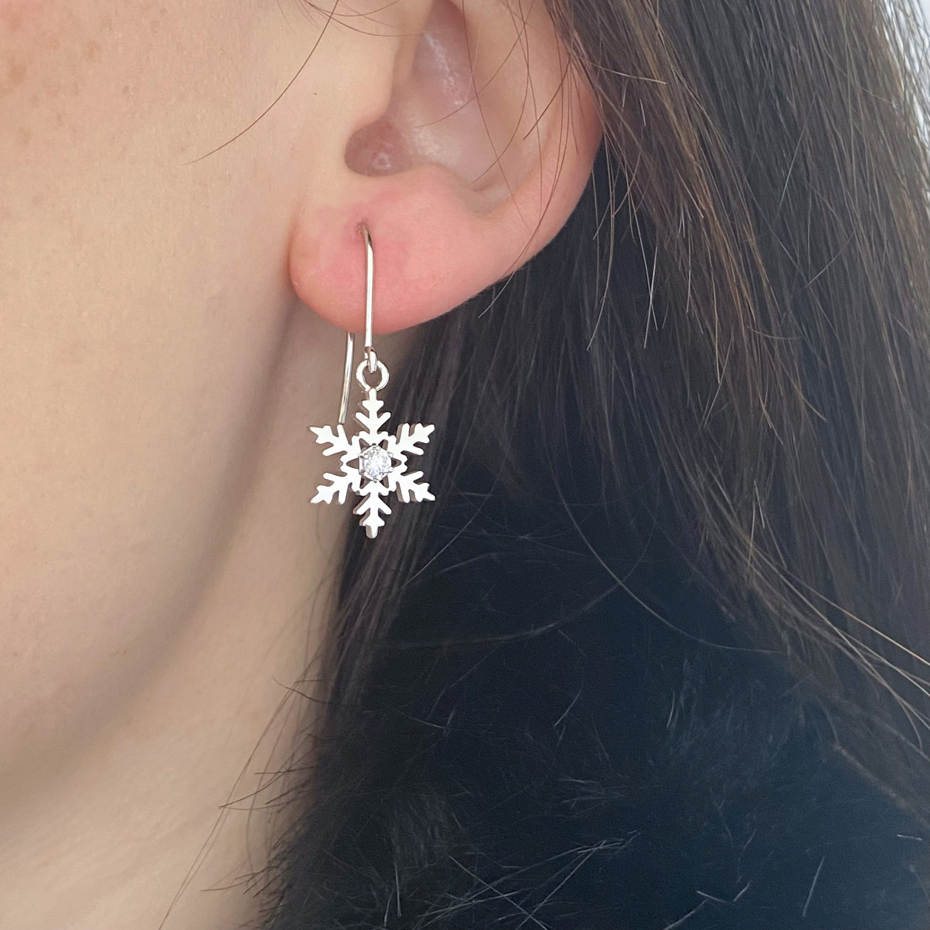 Goddess Snowflake Earrings with Cubic Zirconias 2