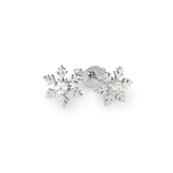 Small Snowflake Earrings in 18ct White Gold