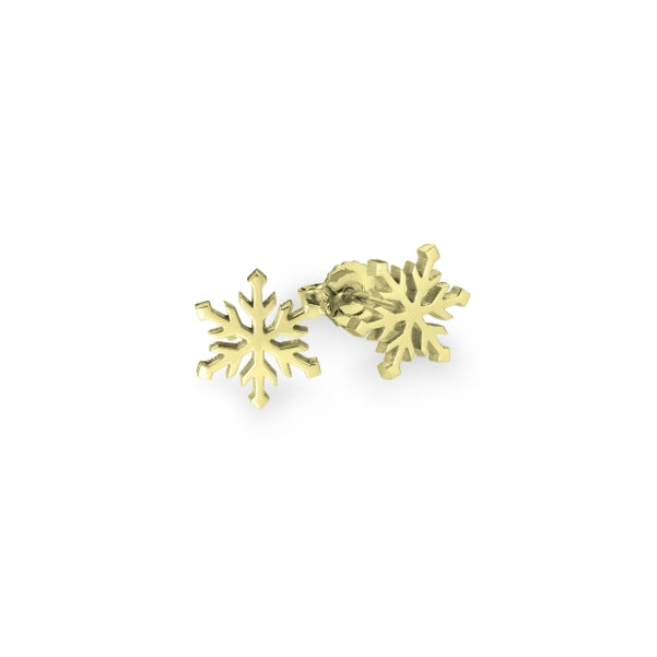 Snowflake Earring Studs with 9ct Yellow Gold Vermeil