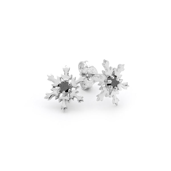 Snowflake Diamond Studs with Black Diamonds
