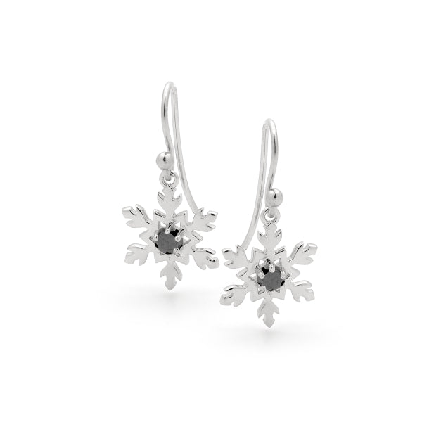 Black Diamond Snowflake Earrings