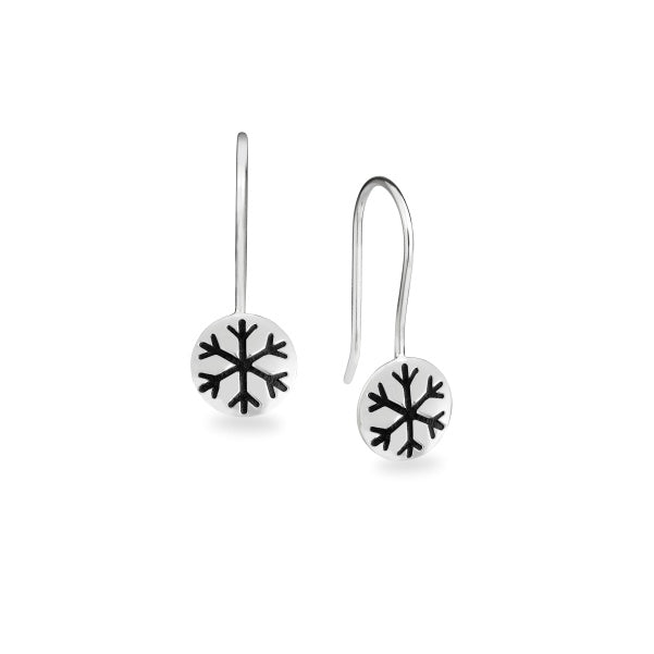 Snowflake Earrings with Black Enamel Accent