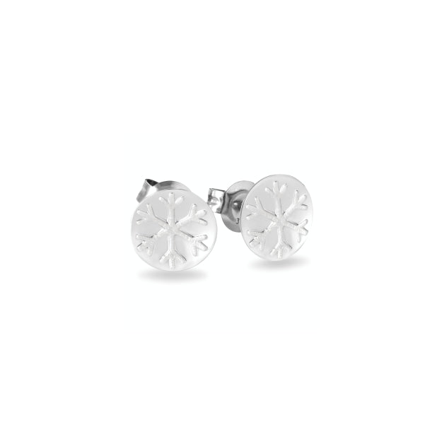 Snowflake Stud Earrings with Engraved Snowflake