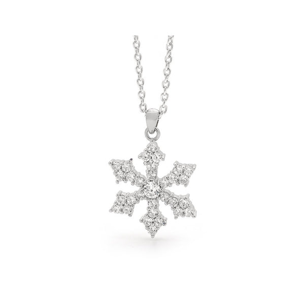 Snowflake Necklace with Shimmering Cubic Zirconia's