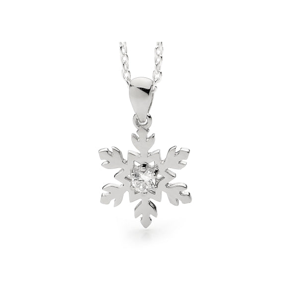 Classic Silver Snowflake Necklace with Cubic Zirconia