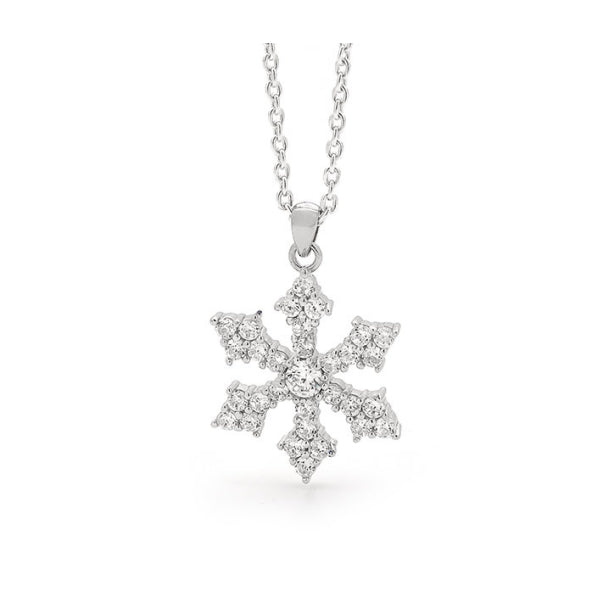 Snowflake Necklace with Shimmering Cubic Zirconia's