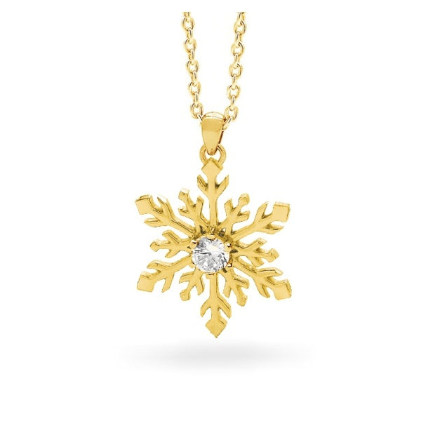 Diamond 9ct Yellow Gold Snowflake Necklace