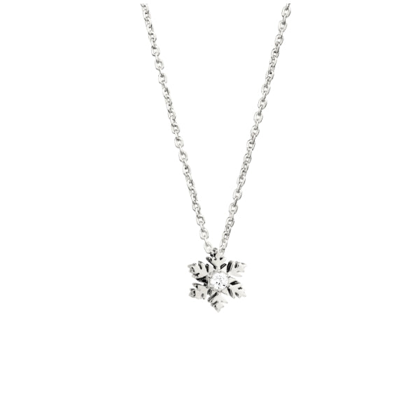 Petite Diamond Snowflake Necklace in 18ct White Gold