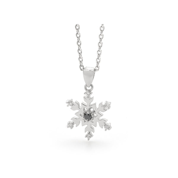 Snowflake Necklace with .03ct Black Diamond