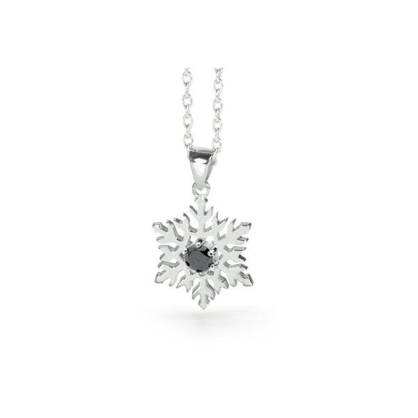 Snowflake Pendant Necklace & Black Diamond