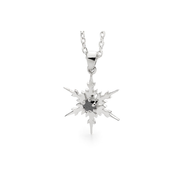 Snowflake Pendant with Black Diamond