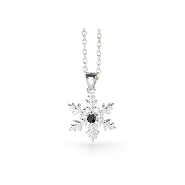 Goddess Snowflake Pendant with Black Diamond