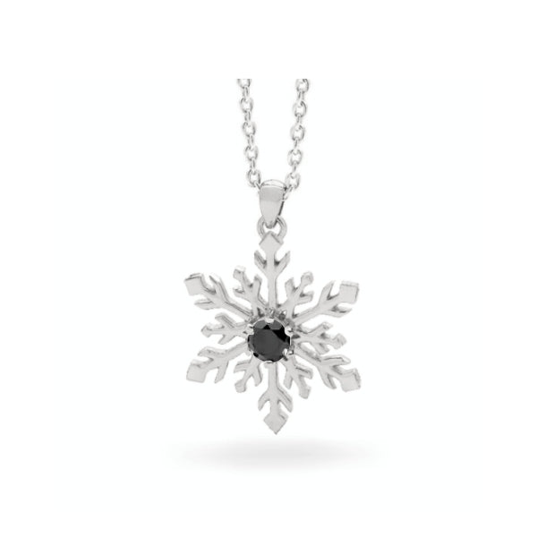 Classic Black Diamond Snowflake Necklace