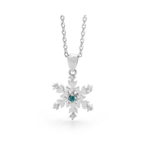 Snowflake Pendant with Blue Diamond