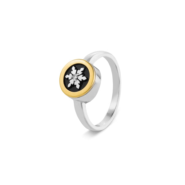 Diamond Snowflake Ring in White & Yellow Gold