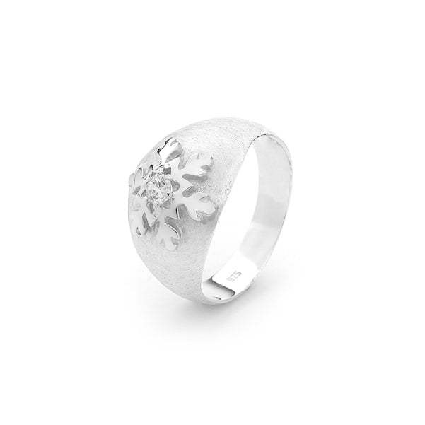 Snowflake Ring with Domed Band