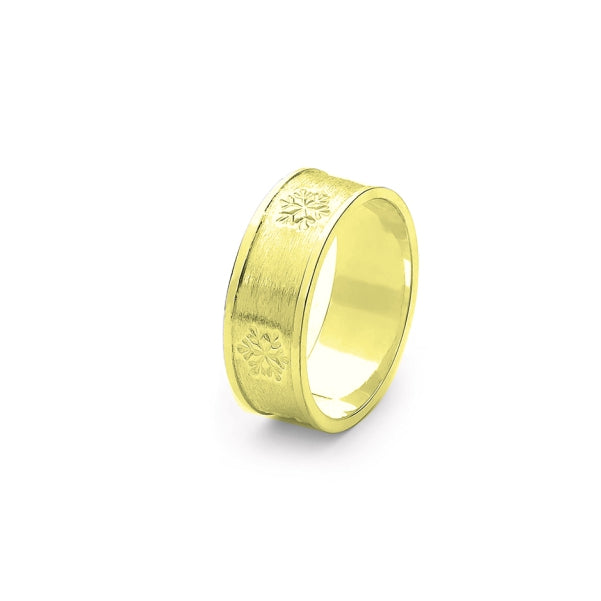 Yellow Gold Snowflake Wedding Ring