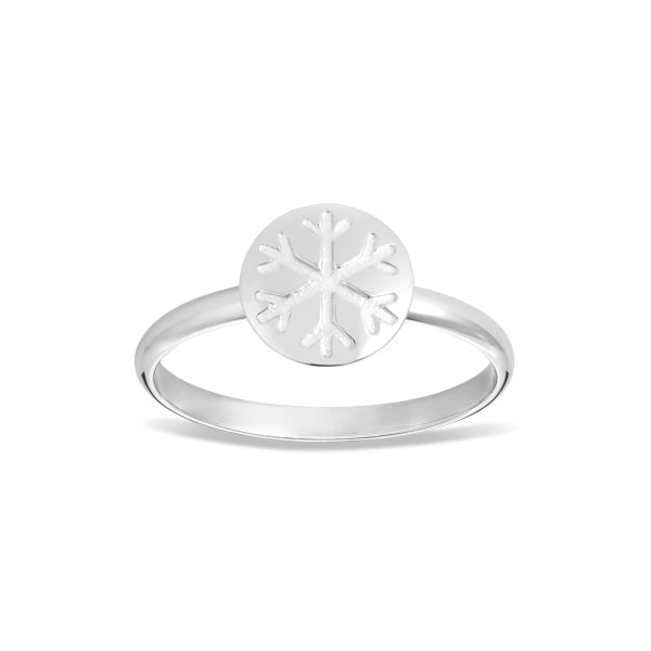 Snowflake Ring with White Enamel Accent