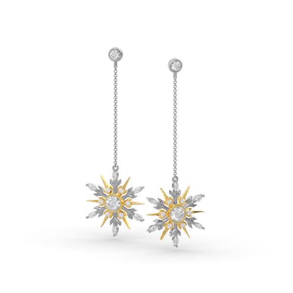 SnowJewel Earrings in White and Yellow Gold