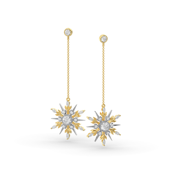 SnowJewel Earrings in Yellow and White Gold