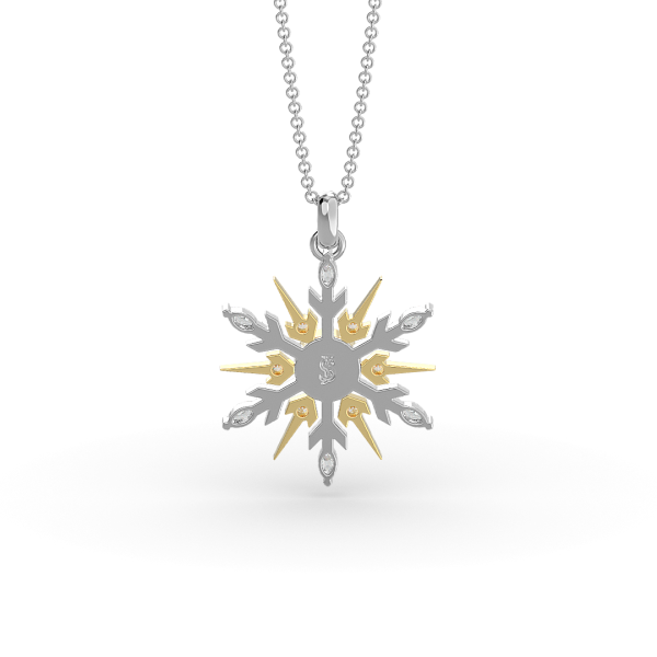 Back of Snowflake Necklace in our Signature SnowJewel Design in 18ct White Gold