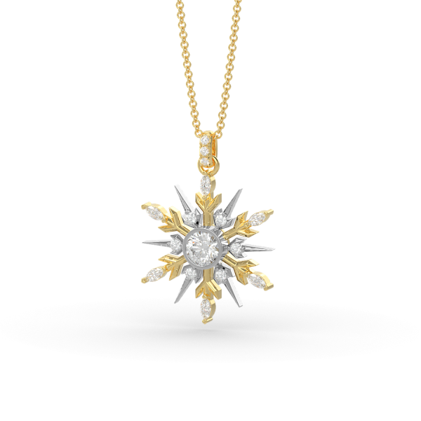 Snowflake Necklace in our Signature SnowJewel Design in 18ct Yellow Gold