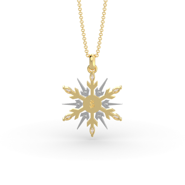 Back of Snowflake Necklace in our Signature SnowJewel Design in 18ct Yellow Gold